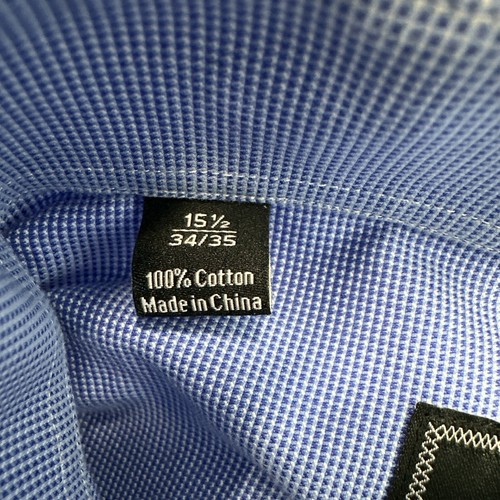 David Donahue Blue mens Button Front Dress Shirt 15.5x34/35 Trim Shirt Mens - Picture 8 of 14