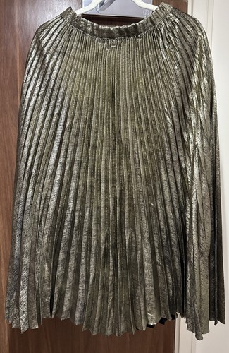 ✨ ✨Reiss Gold Gemma Metallic Pleated Midi Skirt Size UK 10 - Picture 2 of 3