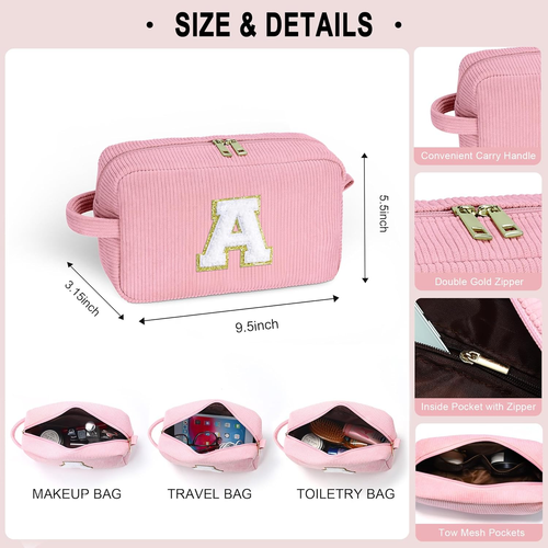 Initial Travel Makeup Bag Cosmetic Bag - Easter Gifts for Teen Girl, Friend - Picture 2 of 12