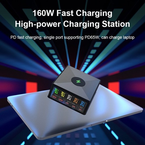 5 Port 160W GaN QC3.0 Type-C PD 65W USB C Fast Charger Wireless Charging Station - Picture 5 of 15