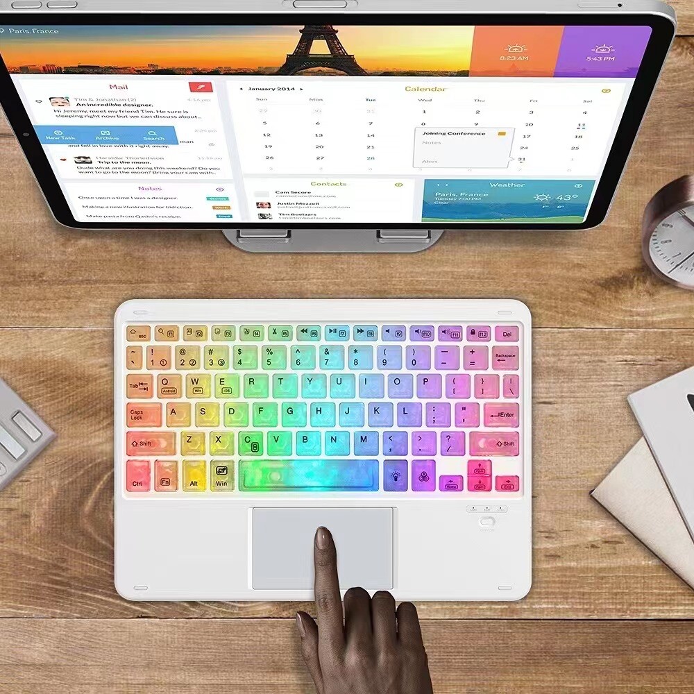 Wireless Bluetooth keyboard mouse RGB Backlight With touchpad for PC ipad Mac