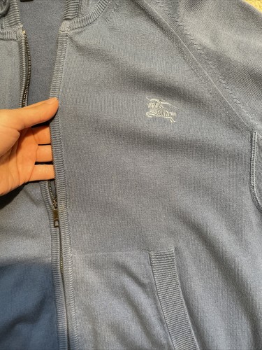 Burberry Brit Blue Zip Up Hoodie Jacket Size Small 100% Cotton - Picture 10 of 12