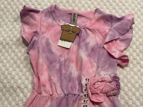 Girls' Size 4 Pink & Purple Tie-Dye Print Summer Dress by Mignone-NEW WITH TAGS. - Picture 2 of 7