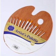 Palette and Nylon Brush Set - 12 pcs nylon brush Oval palette 20x30cm