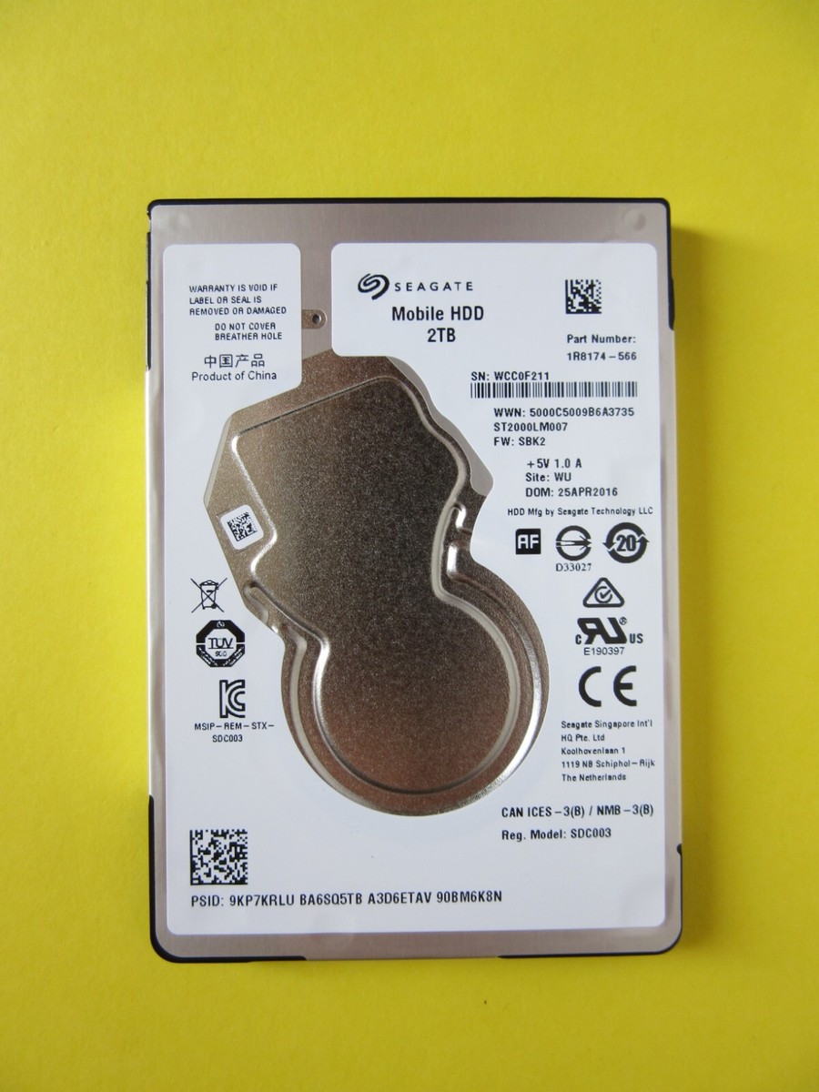 Seagate ST2000LM007 2TB HDD Drive 1R8174-566 April 2016 WU