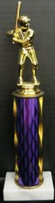 BASEBALL TROPHY FOR MALE MEN BOYS GOLD TONE BASEBALL FIGURE AT BAT   PURPLE BASE