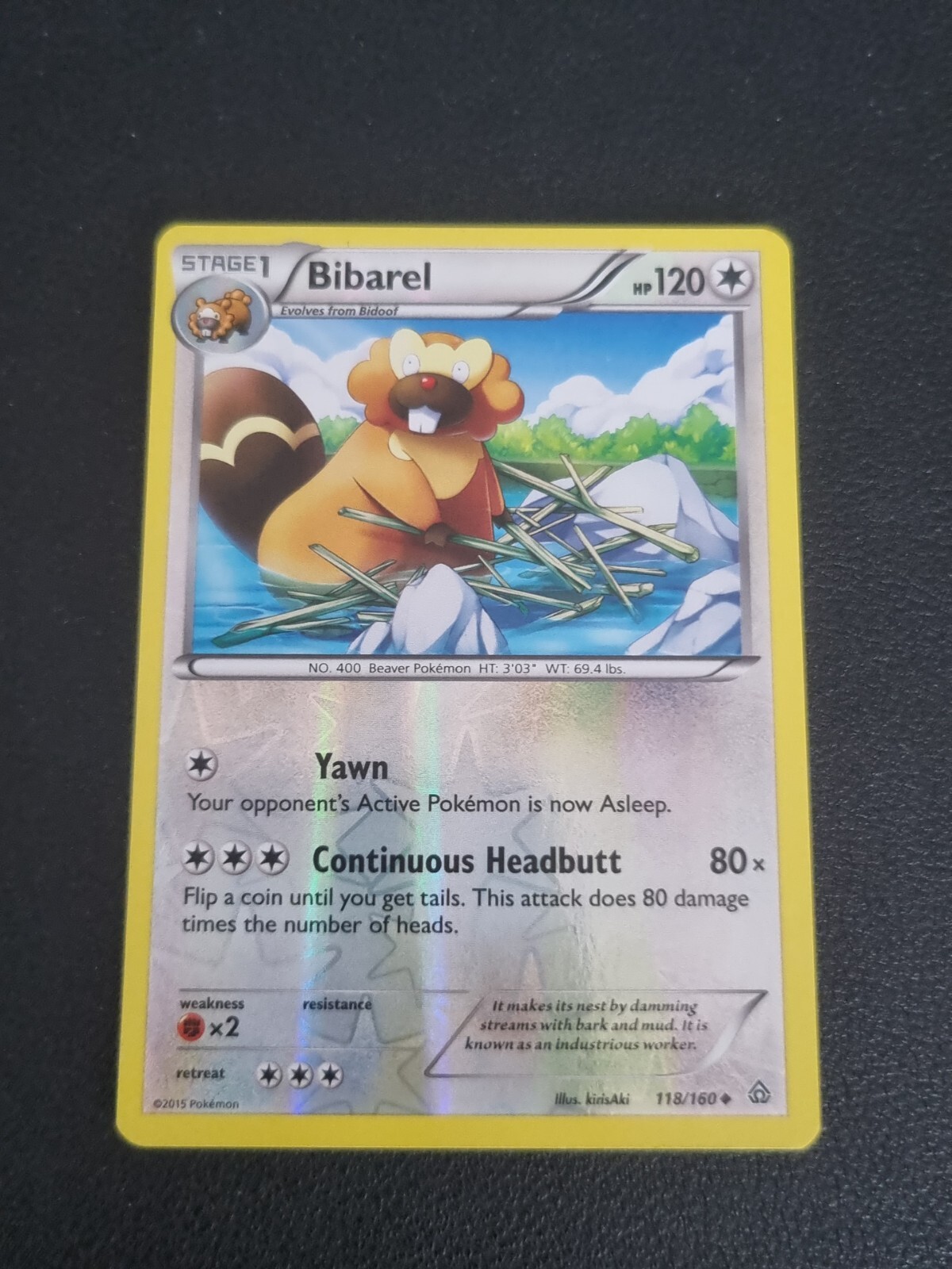 REVERSE HOLO Pokemon TCG Card XY Primal Clash Bibarel 118/160