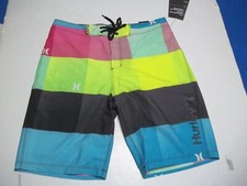 New Hurley Phantom sz 30 Kingsroad multicolor plaid board shorts swim trunks