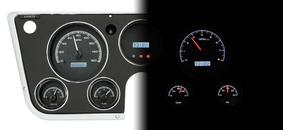 Аналоговые датчики Dakota Digital 67-72 для Chevy Truck черный сплав белый VHX-67C-PU-K-W - Изображение 4 из 4