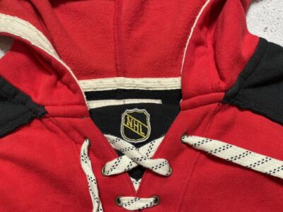 Sweat à Capuche Vintage CCM Chicago Blackhawks - Taille L - Rouge/noir