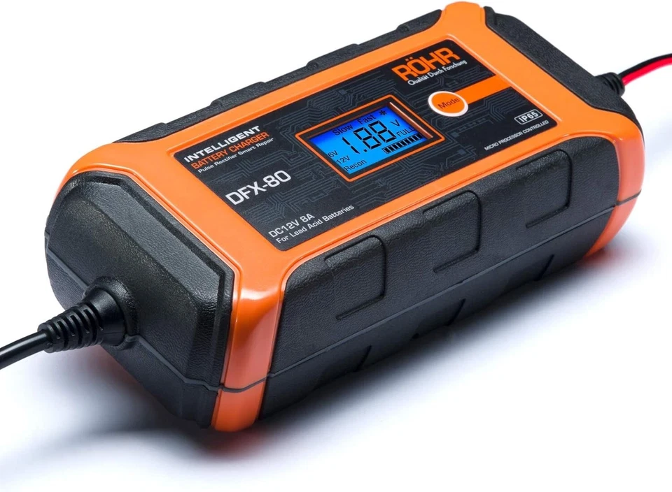 Röhr Autobatterie Ladegerät 12V 8A Schnell Automatik Smart Pulse Repair AGM GEL NASS - Bild 4 von 4