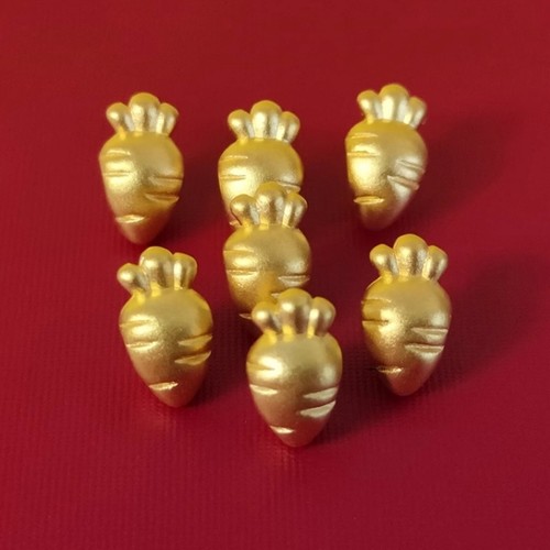 1PC Pure 999 24K Yellow Gold Bead Lucky Carved Radish Pendant 0.19-0.23g - Picture 1 of 17