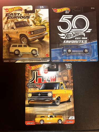 HOT WHEELS PREMIUM REAL RIDERS TOYOTA, 71 DATSUN BLUEBIRD, 75 DATSUN SUNNY TRK