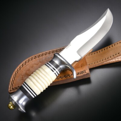 FBKH220 Frost Cutlery Skinner Black Hills Skinner Bone Handle 3Cr13 Blade Leathe