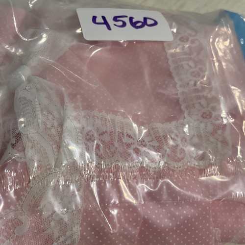 Evy Vintage Baby Dress 12 Months Pink White Lace Tiny Polkadots Short Sleeve - Picture 17 of 17
