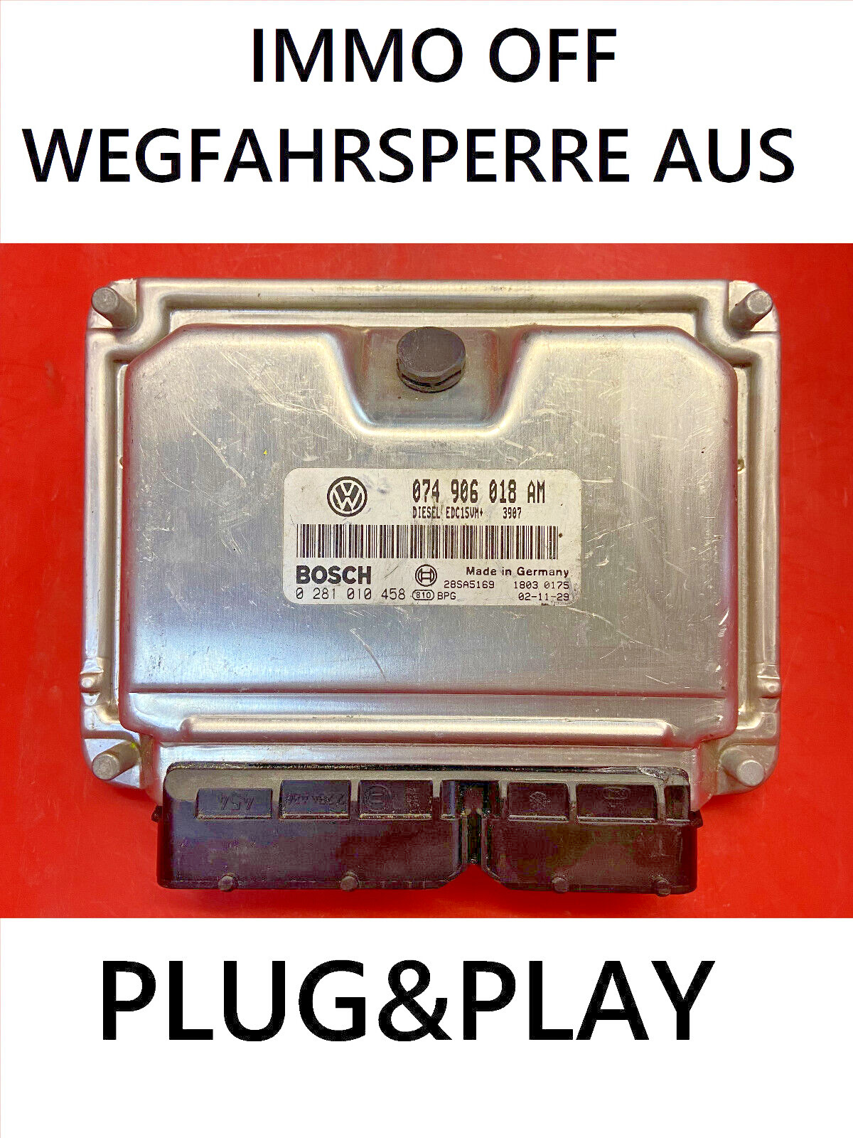 IMMO OFF / Plug&Play ECU VW T4 TDI 2,5 TDI 0281010458 - 074906018AM /FastCourier
