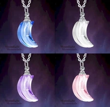 New Moon Crescent Elegant Cremation Urn Keepsake Ashes Memorial Necklace