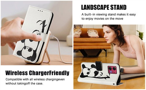 For Motorola G14 G84 G64 G04 Edge40 Painted Pattern Wallet Case Phone Case Cover - Picture 4 of 30