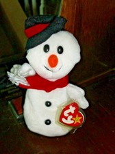 Ty Beanie Babies Collection Snowball snowman 1996 8" tall w/tags and protector