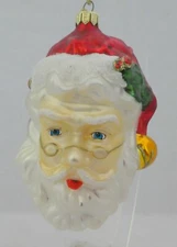 Fitz & Floyd Christmas Ornament SANTA with Eyeglasses Glass