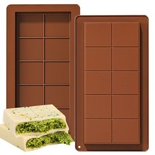Dubai Chocolate Bar Mold Silicone Chocolate Bar Molds, Deep Rectangular, 2 Pack,