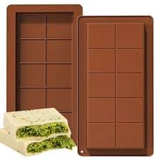 Dubai Chocolate Bar Mold Silicone Chocolate Bar Molds, Deep Rectangular, 2 Pack,