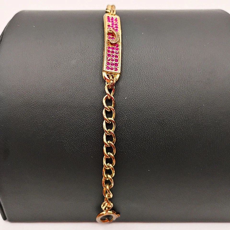 Pulsera Y2K Juicy Couture Mujer Oro Estrás Cadena Cristal Dije Barbiecore Foto 3 de 4