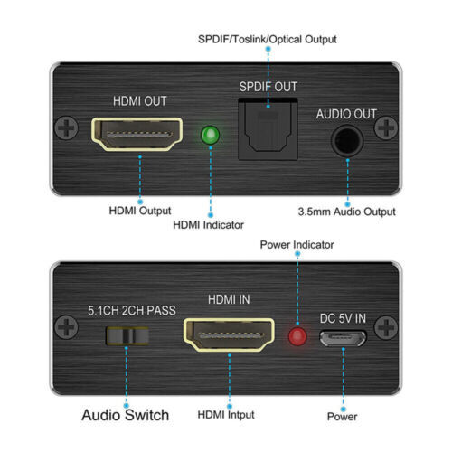 HDMI Stereo Audio Extractor Converter 4K 2K HDMI to HDMI + Optical SPDIF 3.5mm - Bild 4 von 7