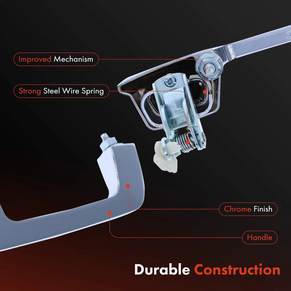 2 件前后镀铬外门把手带锁眼适用于普利茅斯 PB100 道奇 — 第 4/4 张图片