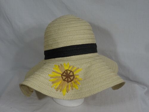 Sunflower Straw Woman's Wide Brim Sun Hat OSMS Ad… - image 1