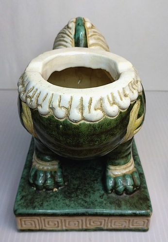 Antique Chinese Porcelain Emerald Green Foo Dog Insence Burner Statue 8.5" Mint! - Picture 4 of 24