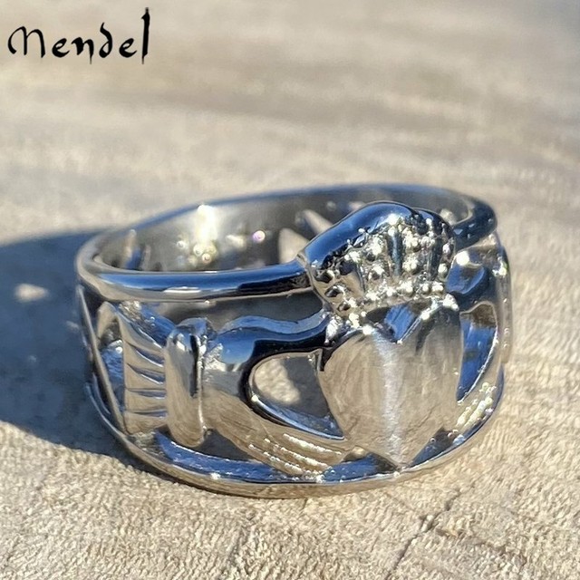 MENDEL Stainless Steel Mens Celtic Irish Claddagh Wedding Band Ring Size 6-15 MENDEL Stainless Steel Mens Celtic Irish Claddagh Wedding Band Ring Size 6-15