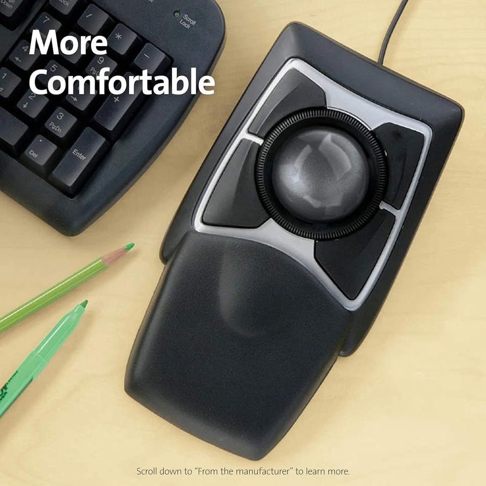 Kensington Expert Trackball Mouse (K64325), Black Silver, 5"W X 5-3/4"D X 2-1/2" - Image 2 of 4