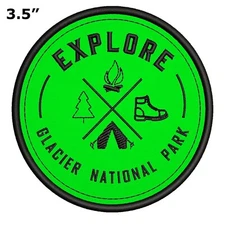 Glacier National Park Patch Embroidered Iron-On Applique Nature Badge Souvenir