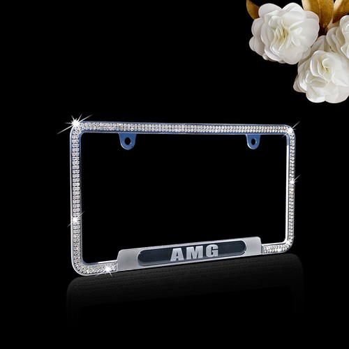 Marco de placa de matrícula negro de cristal blanco/negro para AMG con tapa de cristal libre - Imagen 4 de 8