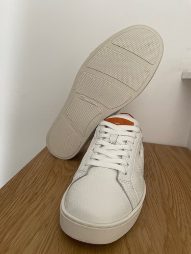 SANTONI sneakers basse uomo pelle bianca /scarpe / made in Italy / 43EU /10US - Foto 5 di 8