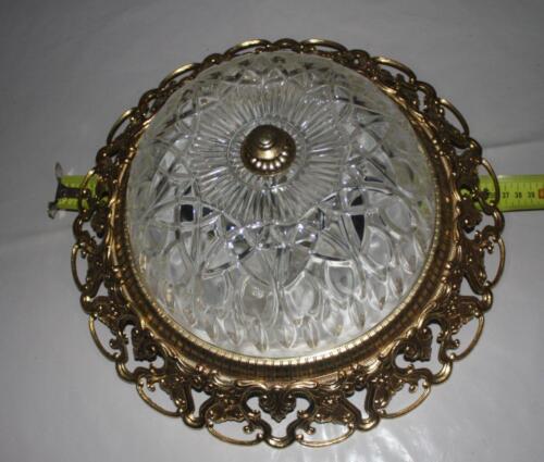 VINTAGE FRENCH CHANDELIER CIRCULAR FLUSH MOUNT PLAFONNIER CEILING LIGHT (NV21) - Picture 6 of 7