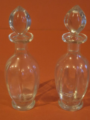 2er Set Vintage Glas Öl/Essig Flaschen mit Deckel klar