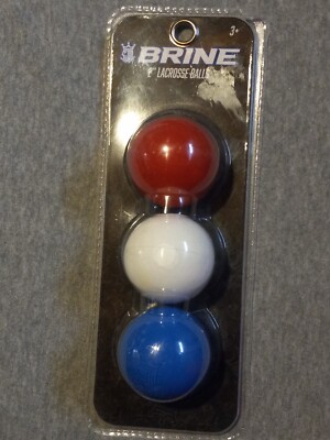 3 New Brine 2'' Lacrosse Balls Red-White-Blue -  Pack of 3 Balls