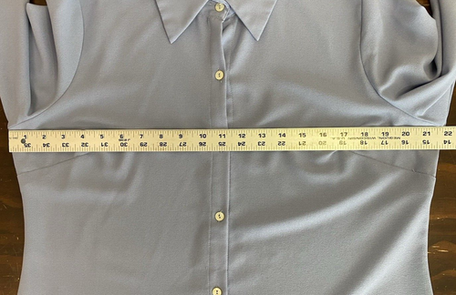 MARLA WYNNE Women's Size 14 Blue Long-Sleeve Button-Up Semi-Sheer Blouse - Picture 3 of 13