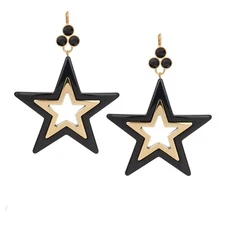 DOLCE & GABBANA Stelle Big Star Crystal Earrings Gold Black 12330