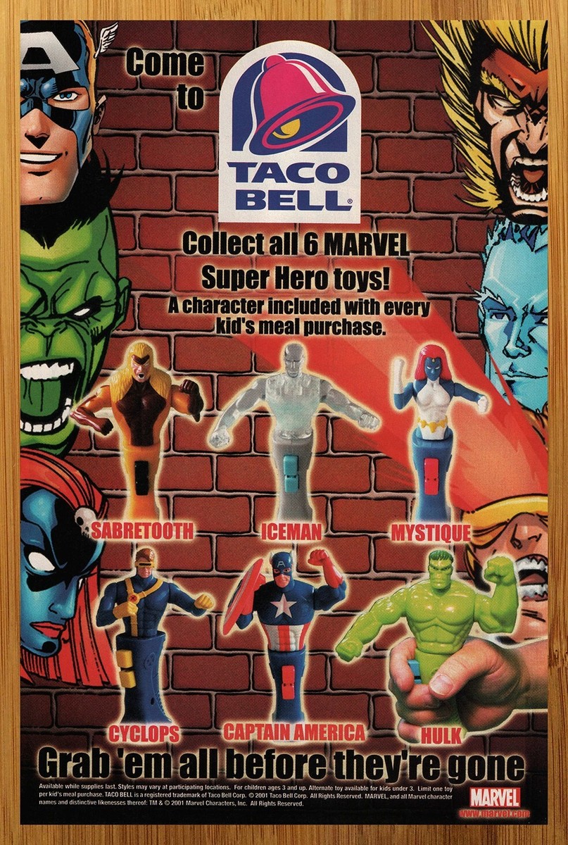 2001 Taco Bell Marvel Hero Toys Print Ad/Poster Cyclops Sabretooth