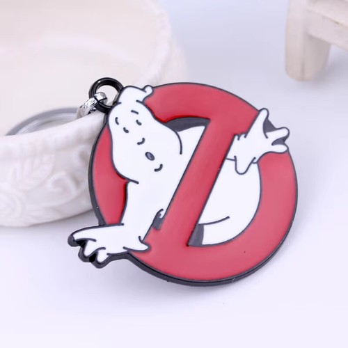 Huge 6cm Ghostbusters Slimer Enamel Silver Key Ring Key Chain Movie Logo Keyring - Picture 3 of 8