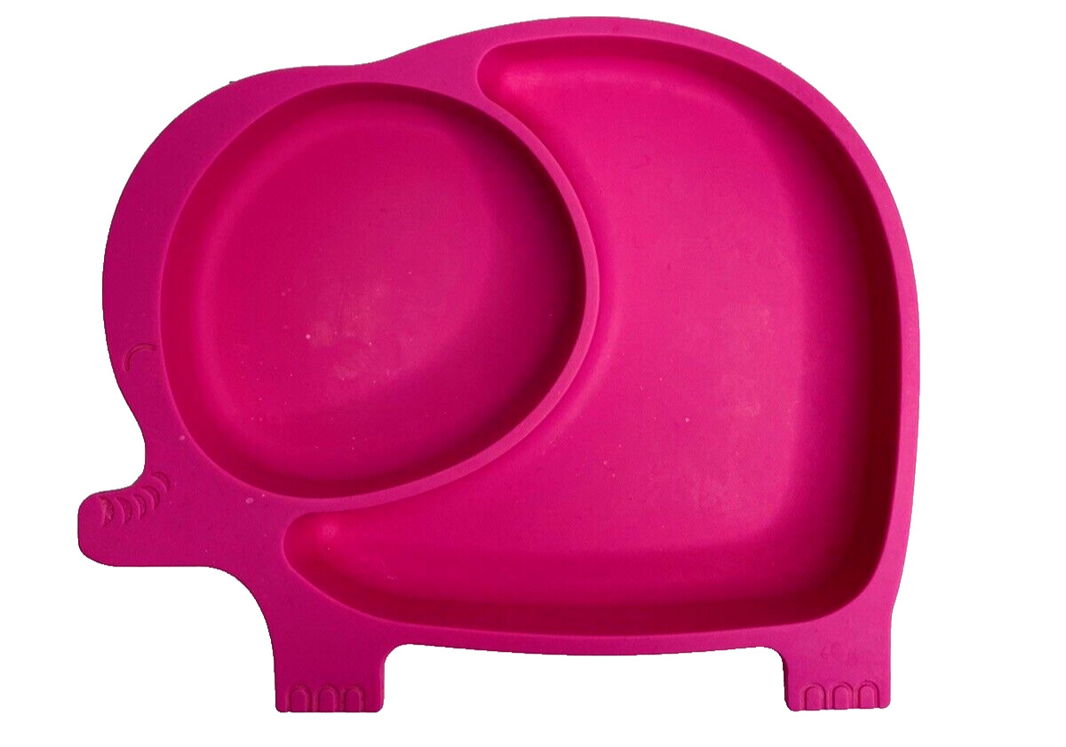 Sage Spoonfuls Pink Silicone Elephant Baby Toddler Kid Plate 8.5"