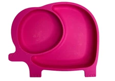 Sage Spoonfuls Pink Silicone Elephant Baby Toddler Kid Plate 8.5"