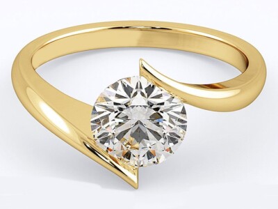 2Ct IGI Lab Grown Diamond 14K Yellow Gold Round Cut Women's Birthday Bypass Ring