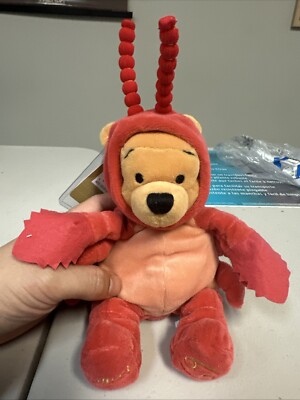 Walt Disney Co Adorable Zodiac Cancer the Crab Winnie the Pooh 8'' Bean Bag Plush