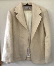 Vtg 70s Mayfair Of California Mohair Wool Cream Blazer Jacket Open Coat L 48"