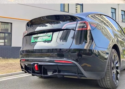 Labio de parachoques trasero con luz LED aspecto negro brillante para Tesla Model 3 2024 2025 - Imagen 3 de 5