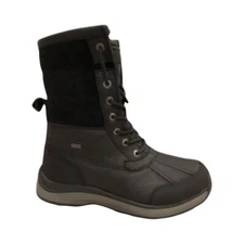UGG Women's Adirondack III Short Black / Black Leather Wateproof Boots 1095141